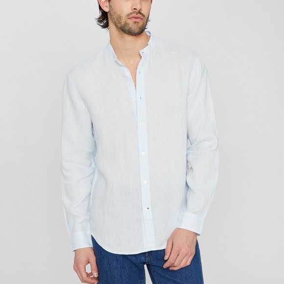 Band Collar Linen Shirt - Brand New - NEVER WORN - Lt. Blue